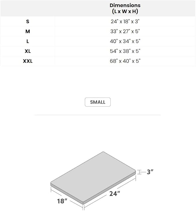 K9 Ballistics Tough Rip-Stop Orthopedic Rectangle Dog Bed Removable Washable Cover, Solid Orthopedic Foam for Size S Dogs 24"x18", Sandstone