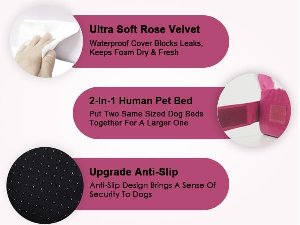 PAWPUBBY XXL Orthopedic Dog Bed, Memory Foam Waterproof Pet Bed with Removable Washable Cover, Non-Slip Extra Large Dog Bed for 110lbs Large Dogs & Senior Dogs (Rose Pink)