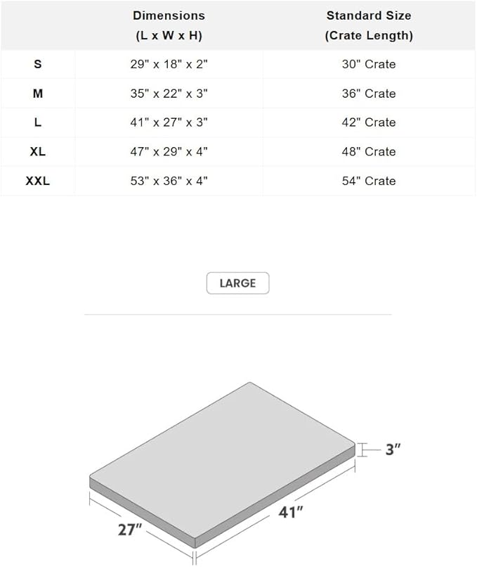 K9 Ballistics Tough Ripstop Orthopedic Crate Bed - Durable Kennel Pad with Washable Cover for Large Dogs, 41 x 27 fits 42” Wire Crate, Sage Green