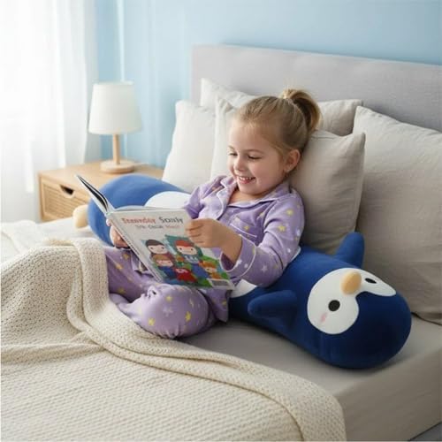 Somao Penguin Plush Pillow - 43.3 Inch Long Stuffed Animal, Ultra Soft Cuddle Pillow for Kids & Adults, Huggable Penguin Toy Gift for Birthday, Christmas, Valentine's Day (Dark Blue)