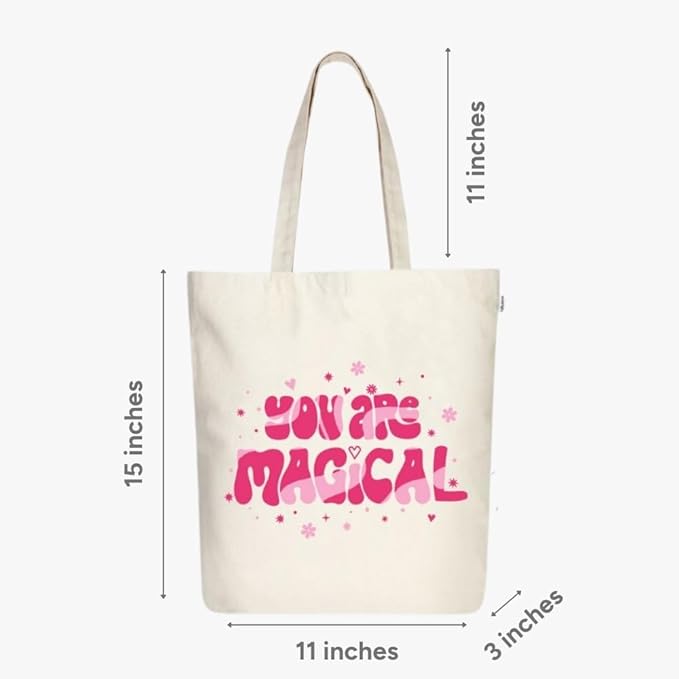 Ecoright Tote Bag for Women with Zipper, Small Tote Bag, Canvas Bag, Reusable Cotton Bag for Beach, Grocery, School & Work