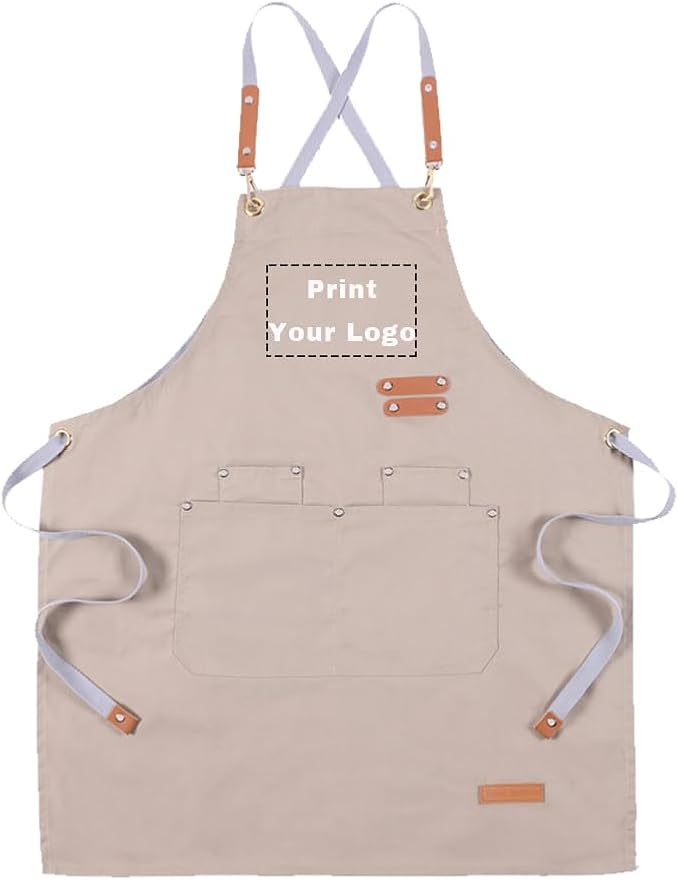 YOWESHOP Personlized Chef Apron Cross Back Apron with Adjustable Straps Canvas Embroidered & Printing