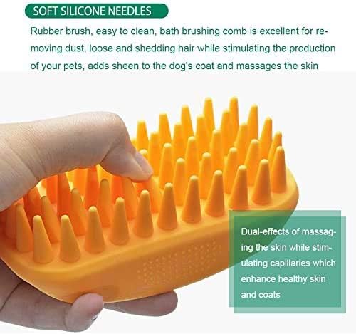 ZOOPOLR Pet Silicone Shampoo Brush for Long & Short Hair, Pink ( New ), Medium Large Pets Dogs Cats, Silicone Shower Wash Curry Brush, Massage Comb