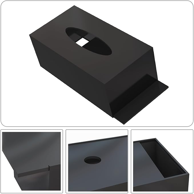 Acrylic Tissue Box Holder, PITBVO Rectangular Shiny Black Tissue Box Cover, Table Facial Napkin Dispenser for Car, Bathroom, Bedroom, Kitchen, Office, Living Room, Counter, Hotel Use