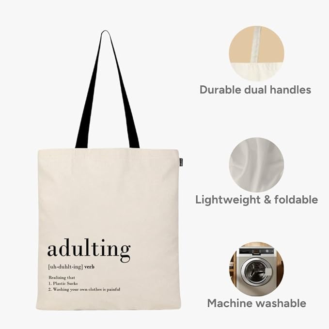 Eco Right Tote Bag for Women, Reusable Grocery Bag, Canvas Tote Bag for Shopping, Cotton Bag for Daily Use, Gifts for Women