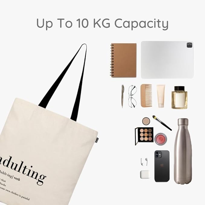 Eco Right Tote Bag for Women, Reusable Grocery Bag, Canvas Tote Bag for Shopping, Cotton Bag for Daily Use, Gifts for Women