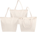 Segarty Canvas Tote Bag with Zipper, 3 Pack 18x15 Blank Canvas Bags for Women, Reusable Tote Bags Aesthetic with Natural Cotton Cloth Shoulder Strap, Bulk for DIY Grocery Beach Travel Gift