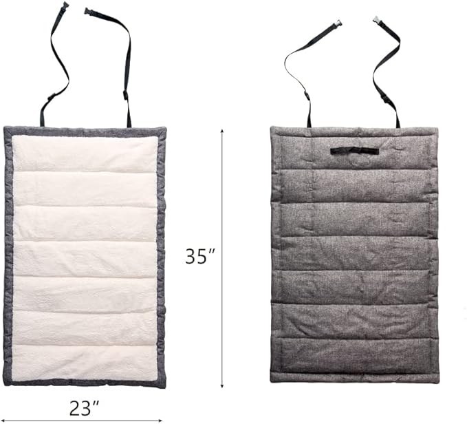 vmgreen Travel Dog Bed, Rollup Crate Mat, Kennel Pad, Pet Camping Gear with Carry Handles for Medium Dog or Cat, Super Soft, Machine Washable, 36 * 23” Grey