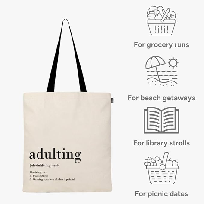 Eco Right Tote Bag for Women, Reusable Grocery Bag, Canvas Tote Bag for Shopping, Cotton Bag for Daily Use, Gifts for Women