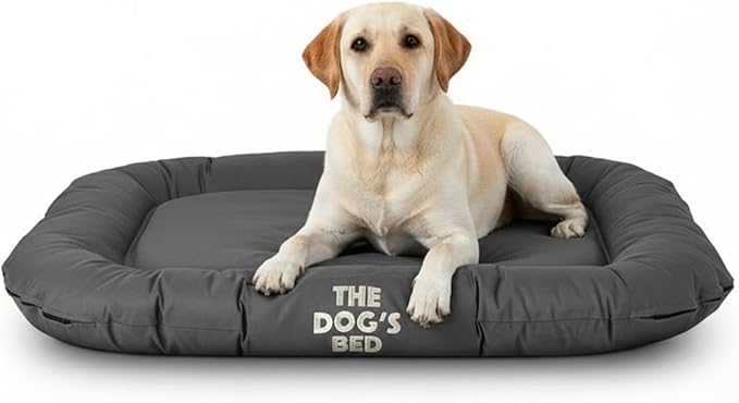 The Dog’s Bed Utility Waterproof Dog Bed, Large, Grey – Durable Outdoor Oxford Fabric, Tough YKK Zippers, Washable Removable Reversible Cover, for Home Car Crate Kennel & Yard
