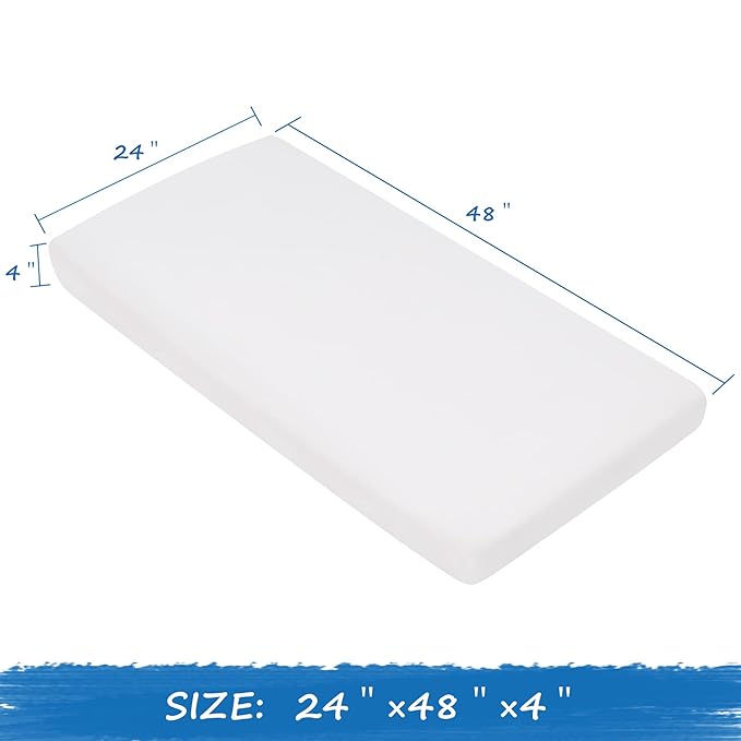 Nap Mat Sheet 10 Pack, 24" x 48" x 4" Fitted Elastic Corners Preschool Day Care Rest Cover, Soft & Breathable Baby Sheets Fit for Regalo My Cot Portable Toddler Bed and Joovy Travel Cot, White