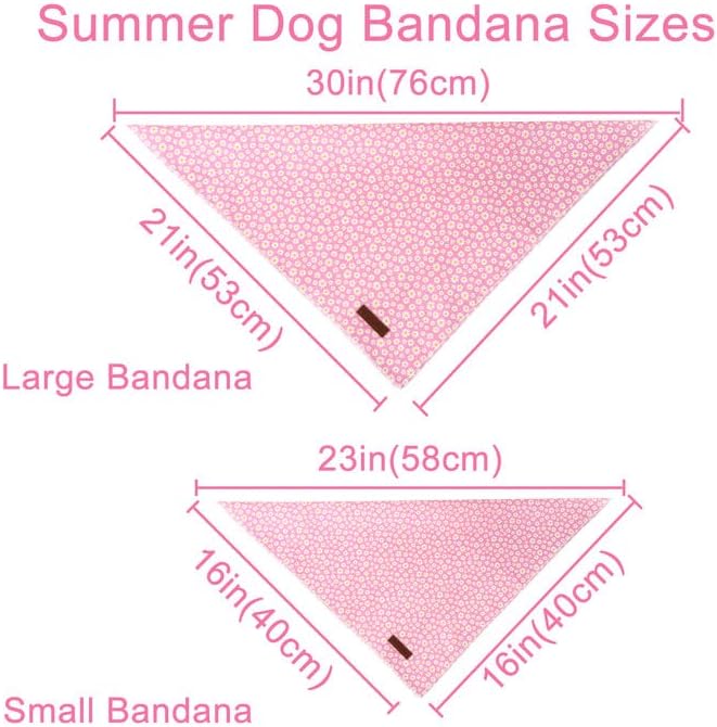 UP URARA PUP Summer Dog Bandana, Hawaii Bandana for Medium Large Dog, Cute Pink Puppy Bandana, Cotton Adorable Pet Triangle Bid Scarf Kerchief for Girl Boy Dogs