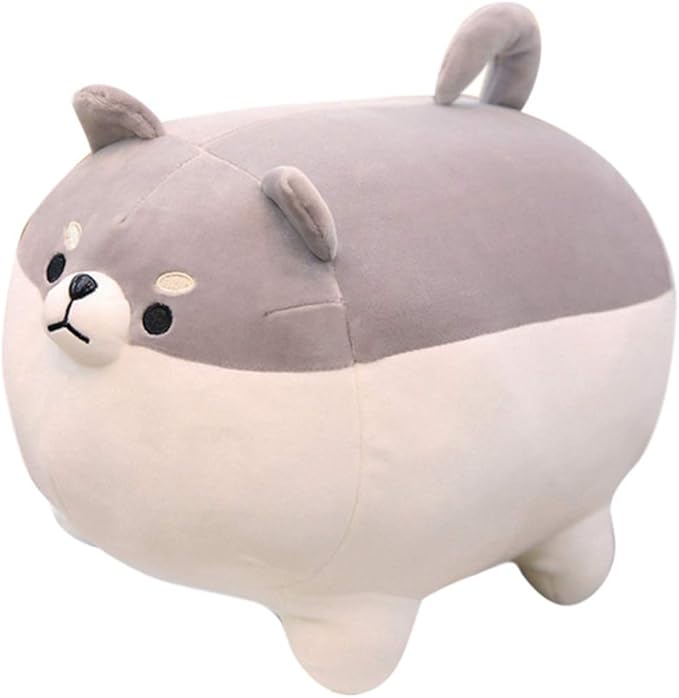 EHOTONG Shiba Inu Dog Plush Pillow, Corgi Stuffed Animal Plush Toy Hug Pillow Gifts for Girl Boy (Gray, 19.6in)