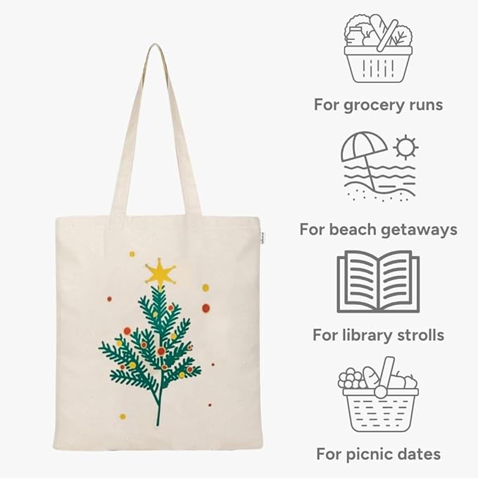 Eco Right Tote Bag for Women, Reusable Grocery Bag, Canvas Tote Bag for Shopping, Cotton Bag for Daily Use, Gifts for Women