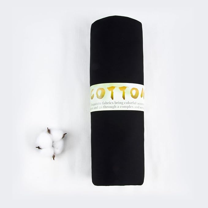100% Black Cotton Fabric for Sewing by 3 Yards, 59”Width Quilting Fabric Medium Weight 5.8 oz, Muslin Fabric by The Yard, Embroidery Cloth