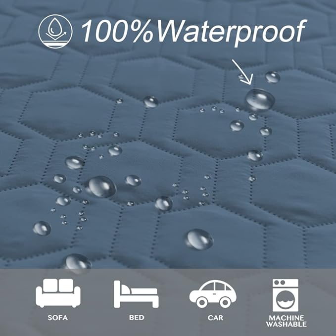 Tcksstex Waterproof and Non-Slip Dog Bed Cover and Pet Blanket Sofa Pet Bed Mat ，car Incontinence Mattress Protectors Furniture Couch Cover for Most Cats Dogs,Pets（82x102- Navy Blue）