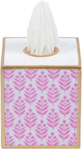 Jaye's Studio Lottie Cube Tissue Box Cover Square, Enameled Metal Gold Tissue Holder for Bathroom, Bedroom, Office, Vanity Pink and White Bathroom Decor Accent, Floral Boho Bathroom Accessories Decor