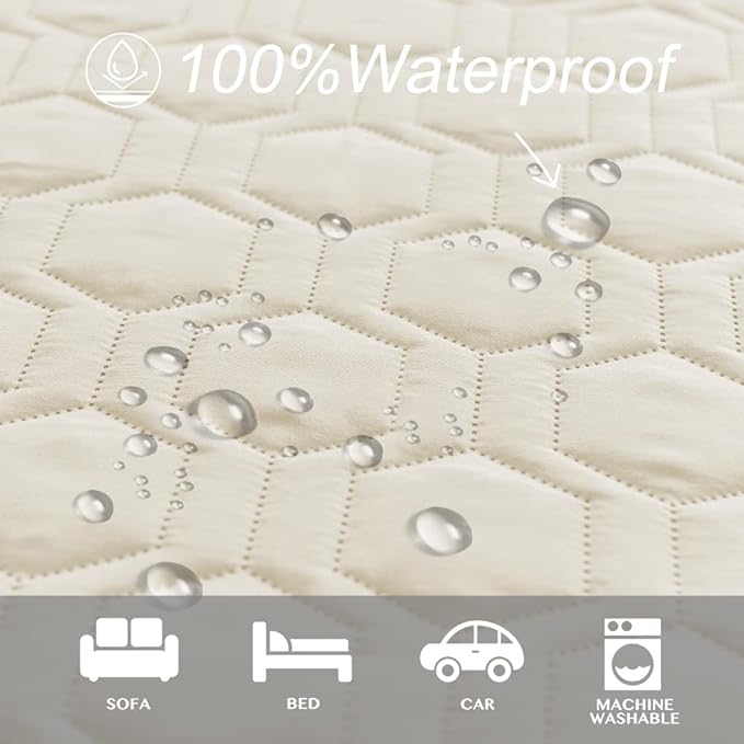Tcksstex Waterproof and Anti-Slip Dog Bed Cover and Pet Blanket Sofa Pet Bed Mat ，car Incontinence Mattress Protectors Furniture Couch Cover for Most Cats Dogs, Pets（82x102-Ivory）