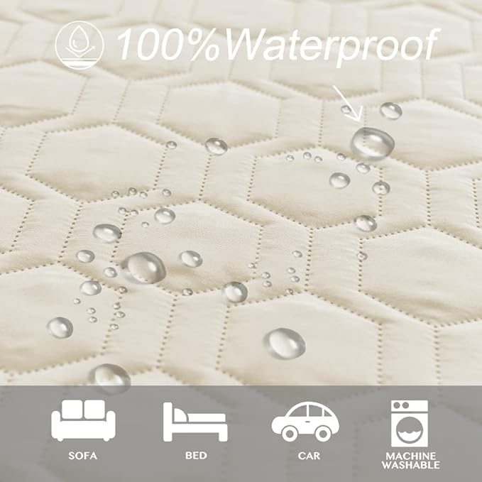 Tcksstex Waterproof and Anti-Slip Dog Bed Cover and Pet Blanket Sofa Pet Bed Mat ，car Incontinence Mattress Protectors Furniture Couch Cover for Most Cats Dogs, Pets （82x82- Ivory）