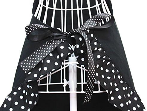 Hyzrz Cute Girls Bowknot Funny Aprons Lady's Kitchen Restaurant Women's Cake Apron with Pocket (Black)
