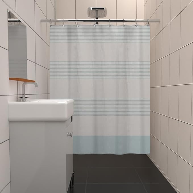 ggaimwf 71x71 Inch Blue and White Striped Waffle Shower Curtain Ombre Nautical Splicing Stall Bath Curtain Rustic Farmhouse Neutral Bathtub Curtain for Kids Bathroom Waterproof Decor with Hooks