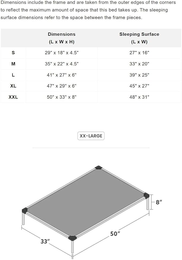 K9 Ballistics Chew Proof Elevated Cooling Dog Bed - Made for Aggressive Chewers, Virtually Indestructible, Ripstop Fabric with No Padding, Pre-Assembled - XXL, Obsidian Black Ripstop