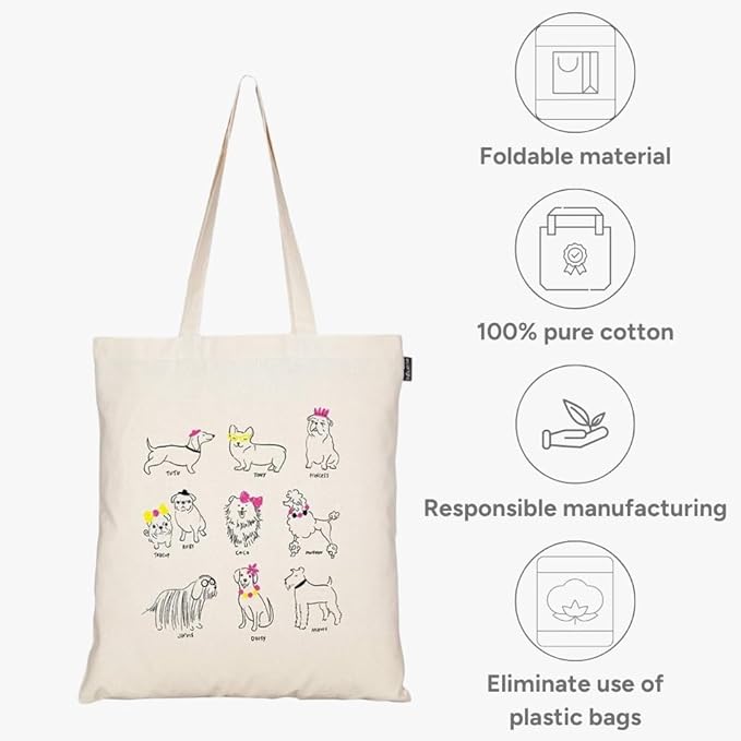 Eco Right Tote Bag for Women, Reusable Grocery Bag, Canvas Tote Bag for Shopping, Cotton Bag for Daily Use, Gifts for Women