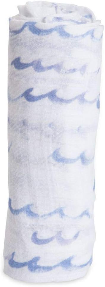 Little Unicorn Premium Cotton Swaddle Baby Blanket | Breathable Fabric | for swaddling, Play, Nursing & More (High Tide)