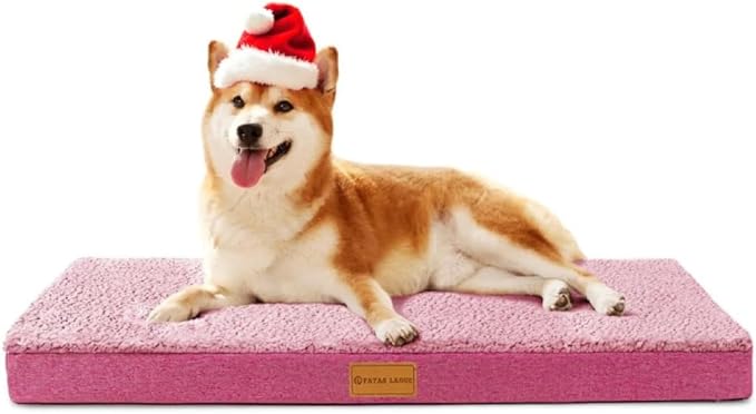 Patas Lague Orthopedic Dog Bed Large Sized Dog 36''X24'',Soft Waterproof Egg Crate Foam Medium Pet Crate Beds Mat with Removable Washable Cover and Non-Slip Bottom, Hot Pink