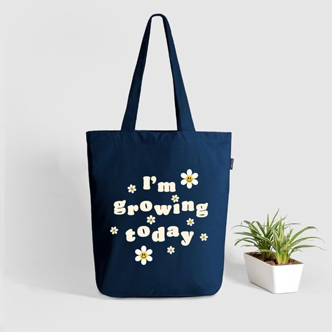 Ecoright Tote Bag for Women with Zipper, Small Tote Bag, Canvas Bag, Reusable Cotton Bag for Beach, Grocery, School & Work