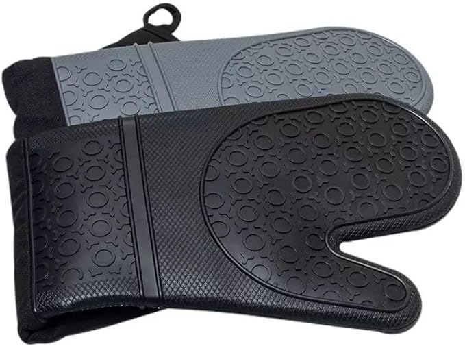 Extra Long Professional Silicone Oven Mitts with Quilted Liner, Durable Heat Resistant Oven Gloves, Heat Resistant Oven Gloves,2pcs