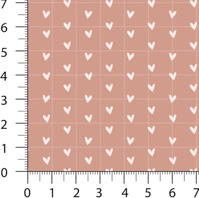 Patchwork Fabric Panel 100x155 cm, 100% Cotton Satin, 6 Coordinated Heart & Dot Patterns, Soft Blush Neutral Quilting & Sewing Fabric (Coffee Hearts, 6pcs 50x50cm)