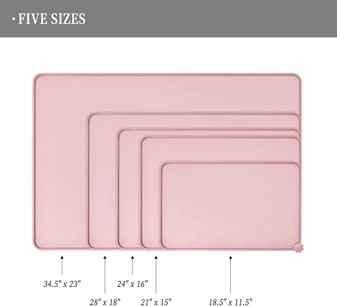 Reopet Waterproof Pet Feeding Mat with High Raised Edges, Heavier and Thicker Placemats for Cat Dog Water Bowl with BPA Free, Dogs Cats Food Mats for Messy Drinkers to Prevent Spill and Protect Floors