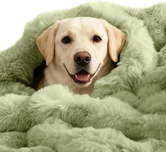 Dog Blanket Ultra Soft Fuzzy Faux Fur Cat Blankets for Indoor Cats Ultra Soft Plush Faux Fur Machine Washable Reversible Pet Throw Protector for Couch Furniture Large 39"X 30" Fruit Green