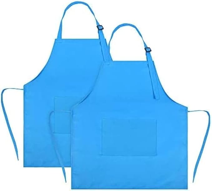 SINLAND Kids Apron with Pocket 2 Pack Children Chef Apron for Cooking Baking Painting