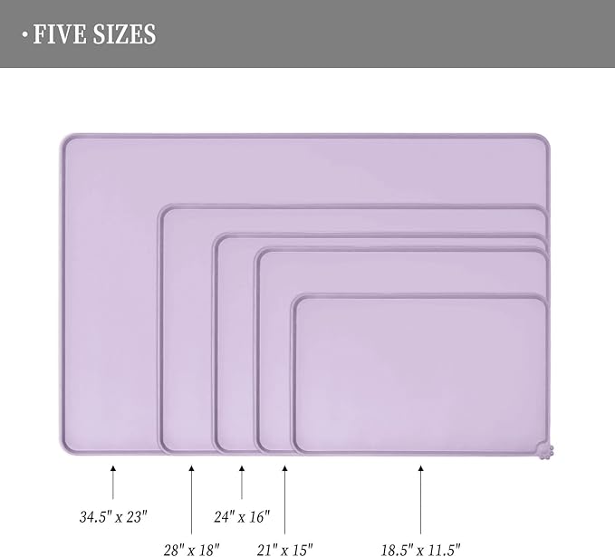 Reopet Waterproof Pet Feeding Mat with High Raised Edges, Heavier and Thicker Placemats for Cat Dog Water Bowl with BPA Free, Dogs Cats Food Mats for Messy Drinkers to Prevent Spill and Protect Floors