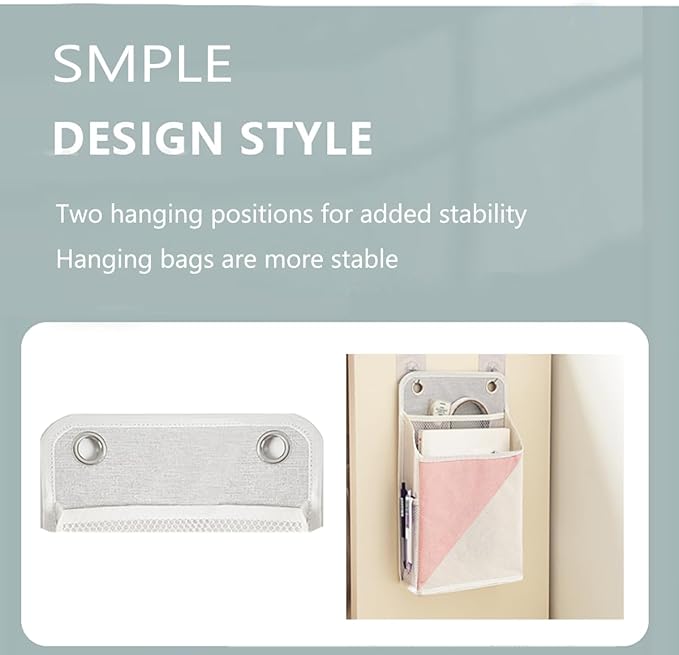 Someteth 2pcs Wall Hanging Storage Organizer Bag, Hanging baskets with pockets for Wall organizing, Storage Hanging Bag for Bedroom, Dormitory, Study Room, Bathroom (Pink/white)
