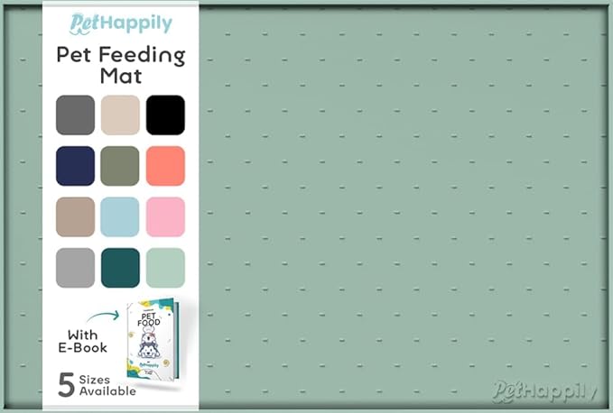 PetHappily Dog Food Mat - Raised Edges Dogs Mat for Food and Water Prevent Spill, Waterproof Cat Food Mats Protect Floors, Easy Clean Dog Bowl Mats for Food and Water, Silicone Pet Food Tray
