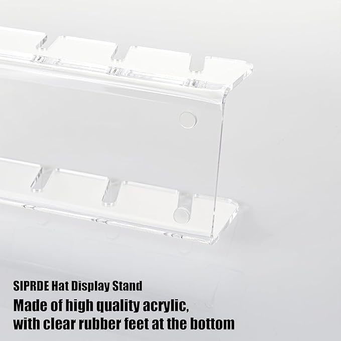 Deear Hat Stand for Baseball Caps Display and Organizer No Install Acrylic Hat Holder for 14 Baseball Caps Hat Racks Storage for Bedroom,Closet,Dresser,Entrance 2 Pack(Clear)