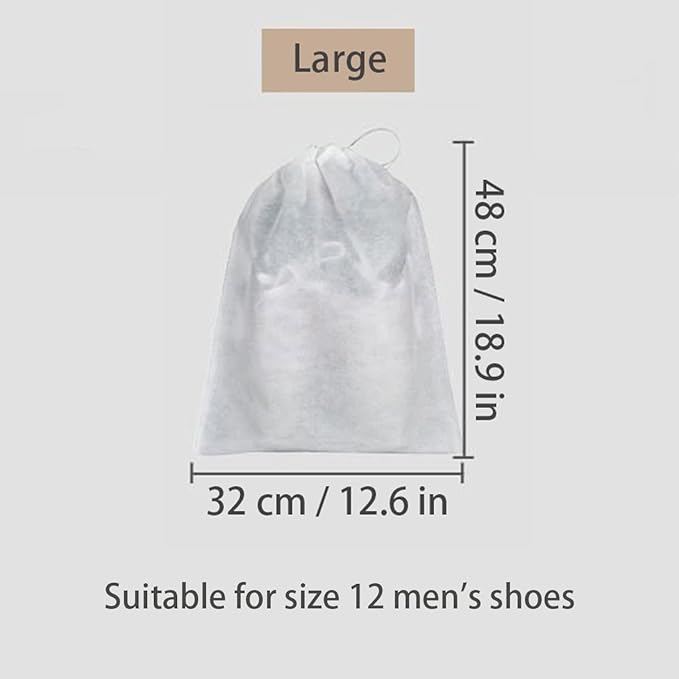 Ginojex 10Pcs Travel Shoe Storage Bags Non-woven Fabric Packing Dust Cover Pouch Portable Breathable with Drawstring (Large)