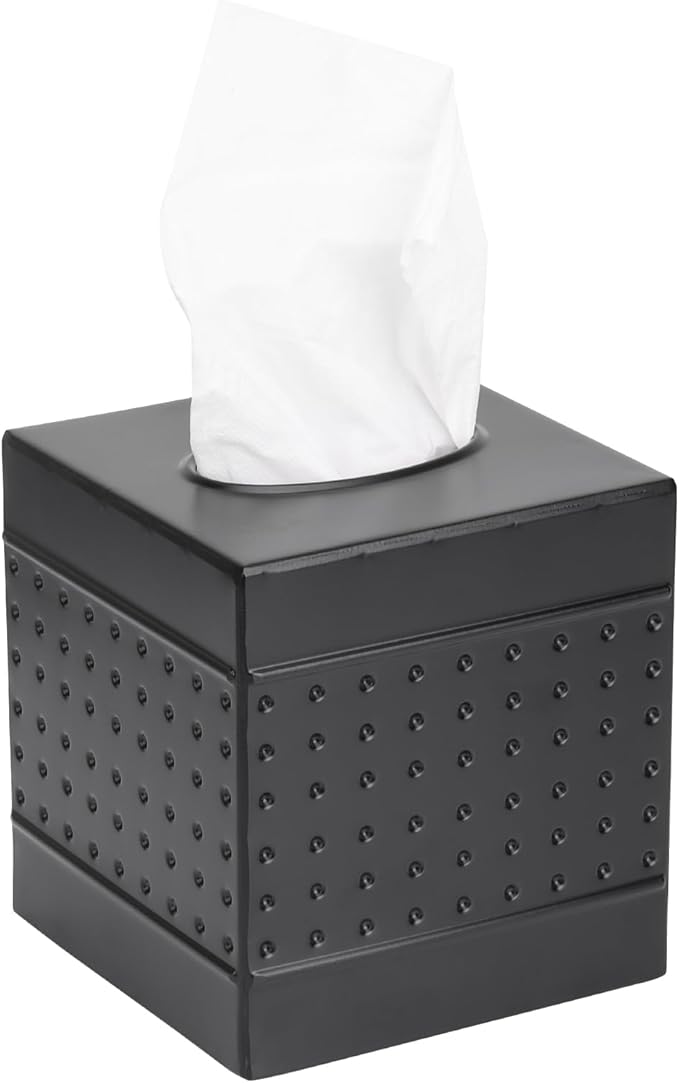 DSNMYO Industrial Style Tissue Box Cover, Tissue Holder, Square Box Covers,for bedrooms, Offices, bathrooms, Living Rooms etc.(Black)