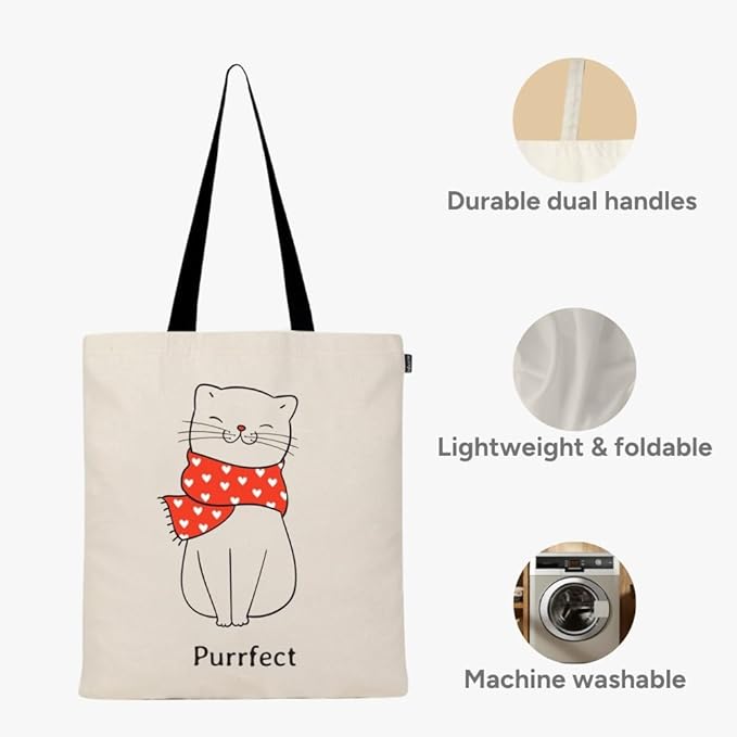 Eco Right Tote Bag for Women, Reusable Grocery Bag, Canvas Tote Bag for Shopping, Cotton Bag for Daily Use, Gifts for Women