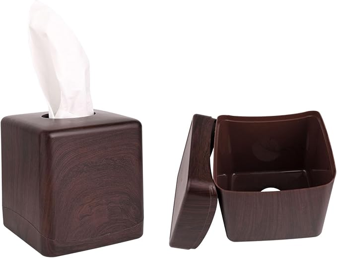 MOCHTERO Modern Tissue Box Cover,Square Tissue Holders,for Bathrooms, Bedroom, Dinner Table, Office (Peach Wood Color)