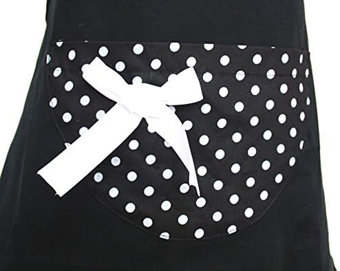 Hyzrz Cute Girls Bowknot Funny Aprons Lady's Kitchen Restaurant Women's Cake Apron with Pocket (Black)