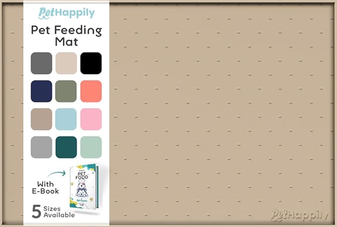 PetHappily Dog Food Mat - Raised Edges Dogs Mat for Food and Water Prevent Spill, Waterproof Cat Food Mats Protect Floors, Easy Clean Dog Bowl Mats for Food and Water, Silicone Pet Food Tray