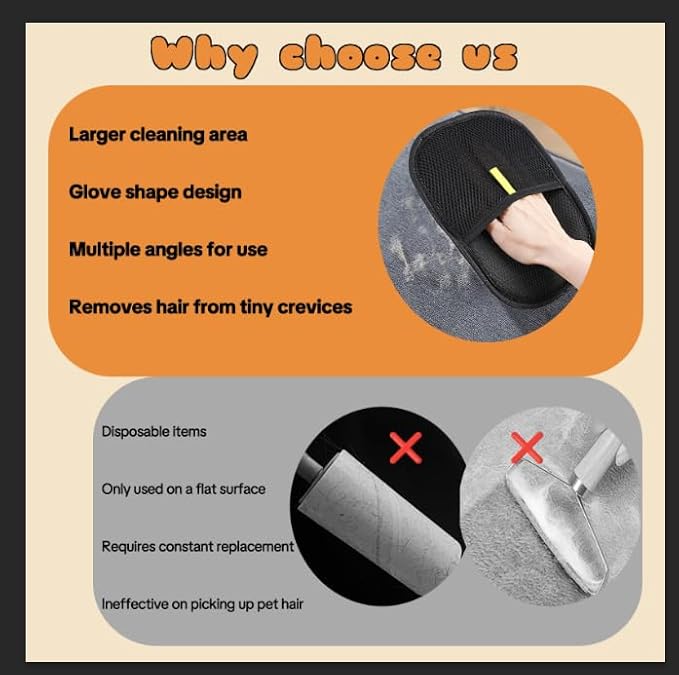 Celivelan Pet Hair Removal Gloves for Cats & Dogs – Reusable Grooming Glove with Static Charge to Remove Fur from Furniture, Carpet, Car Seats & Clothes – Upgraded Pet Hair Remover Mitt(3PCS)