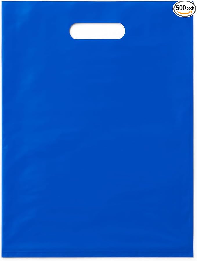 LDPE Die Cut Merchandise Plastic Bags - 500 Bags - 12"x15" - 1.5 mil - Blue - 1215DCBLUE - AssurePak