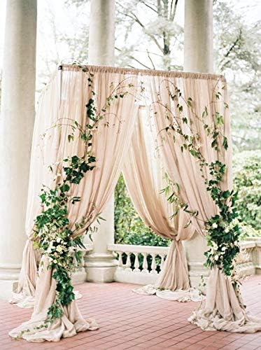 Barcelonetta | Chiffon Fabric | Decoration, Drapery Fabric | Wedding, Gender Reveal, Baby Shower, Birthday | for Arbor, Arch, Canopy, Table and Chair Decoration (Sand, 5 Yards)