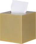 HOUSE DIARY Metal Square Tissue Box lid, Modern Facial Tissue Holder for Bathroom Vanity Tops, Bedroom Dressers, Nightstands, Desks, Offices (Gold)