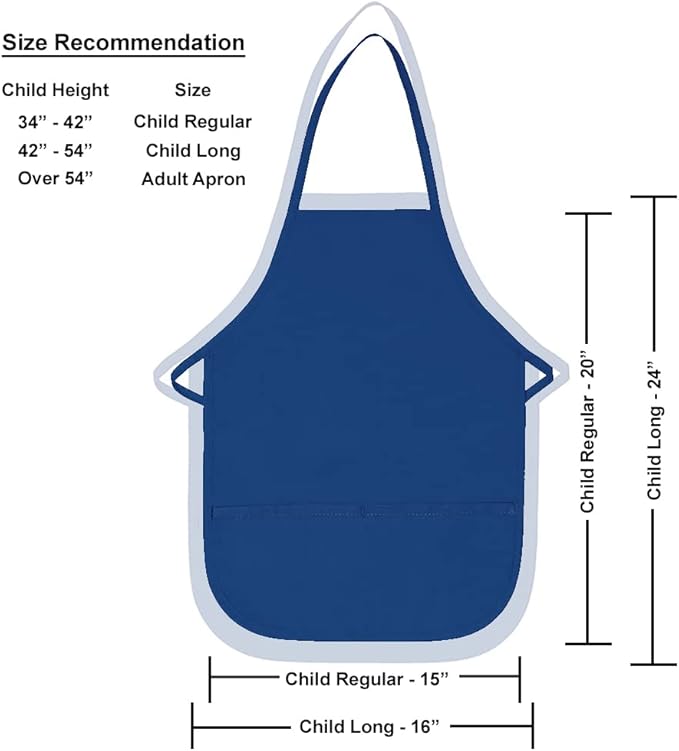Made in the USA Personalized Embroidered Premium Child Apron and Chef Hat for Kids Girls Boys Fun in the Kitchen Gift (Chef in Training, Regular with hat)